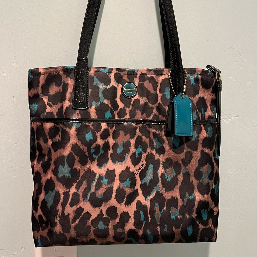 Authentic Coach Multi-color Jade Leopard Tote Bag